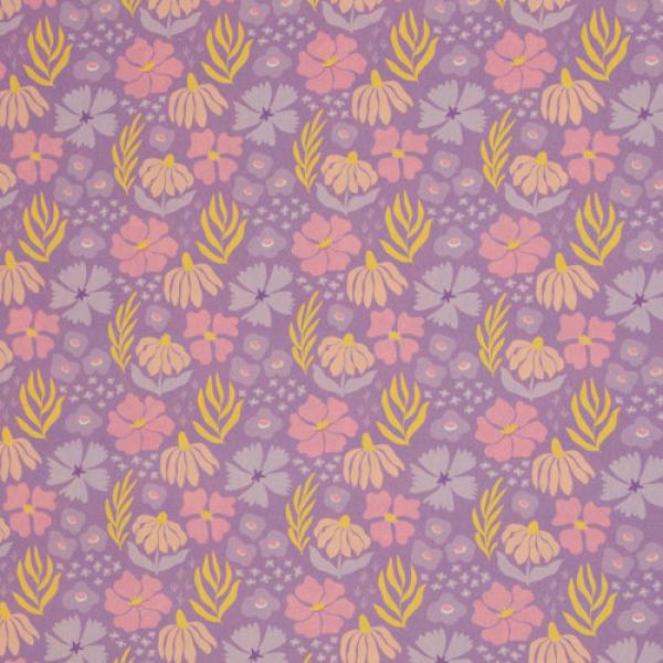 Bauwoll Druck Kleine Blüten Pink/Gelb/Lila Happy Spring by Swafing 